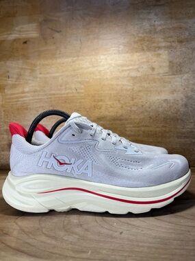 Hoka One One Clifton 10 Womens Size 10 Running Shoes Sneakers Stucco Gray Cerise